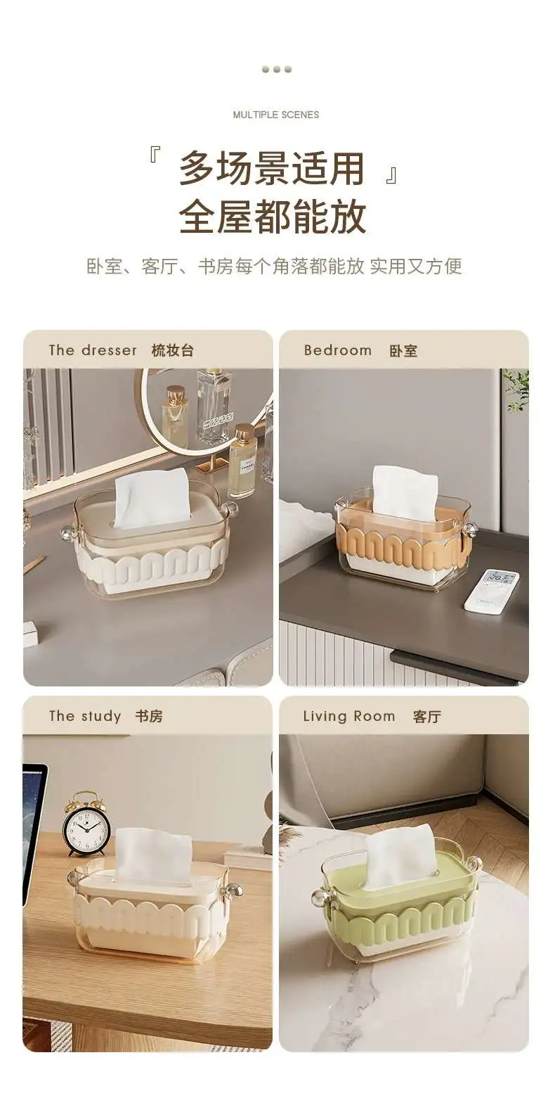 M23-8006 Living room coffee table, dining room, light luxury tissue box, kitchen table, cream-style tissue box, tissue storage box detail image 7