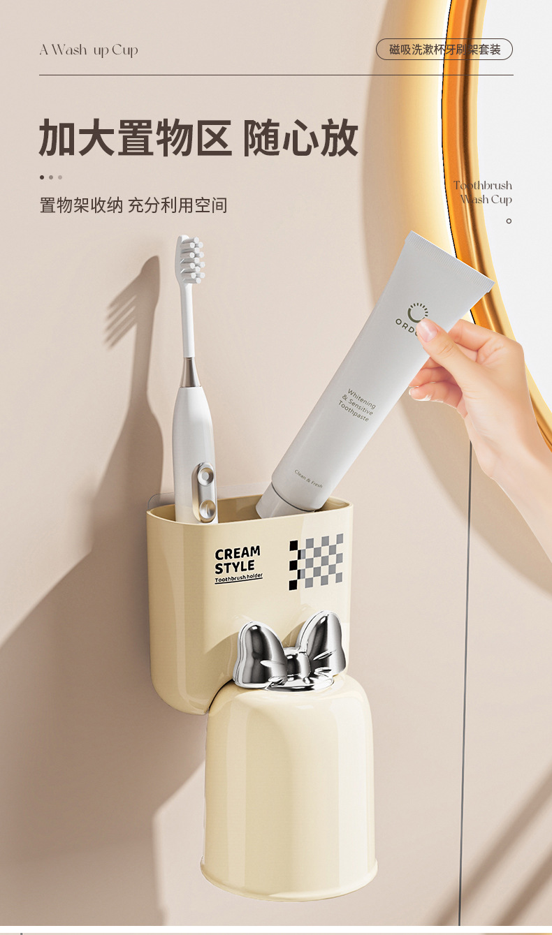 G13-Y0619牙刷置物架卫生间壁挂式漱口杯牙杯收纳架电动牙刷架子牙刷架牙刷置物架详情图9