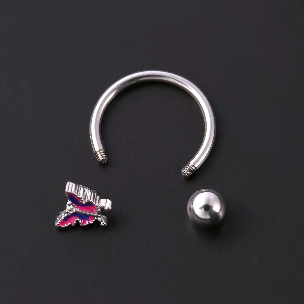亚马逊货源唇钉个性潮流U型蝴蝶鼻环 不锈钢微笑钉人体穿刺饰品白底实物图