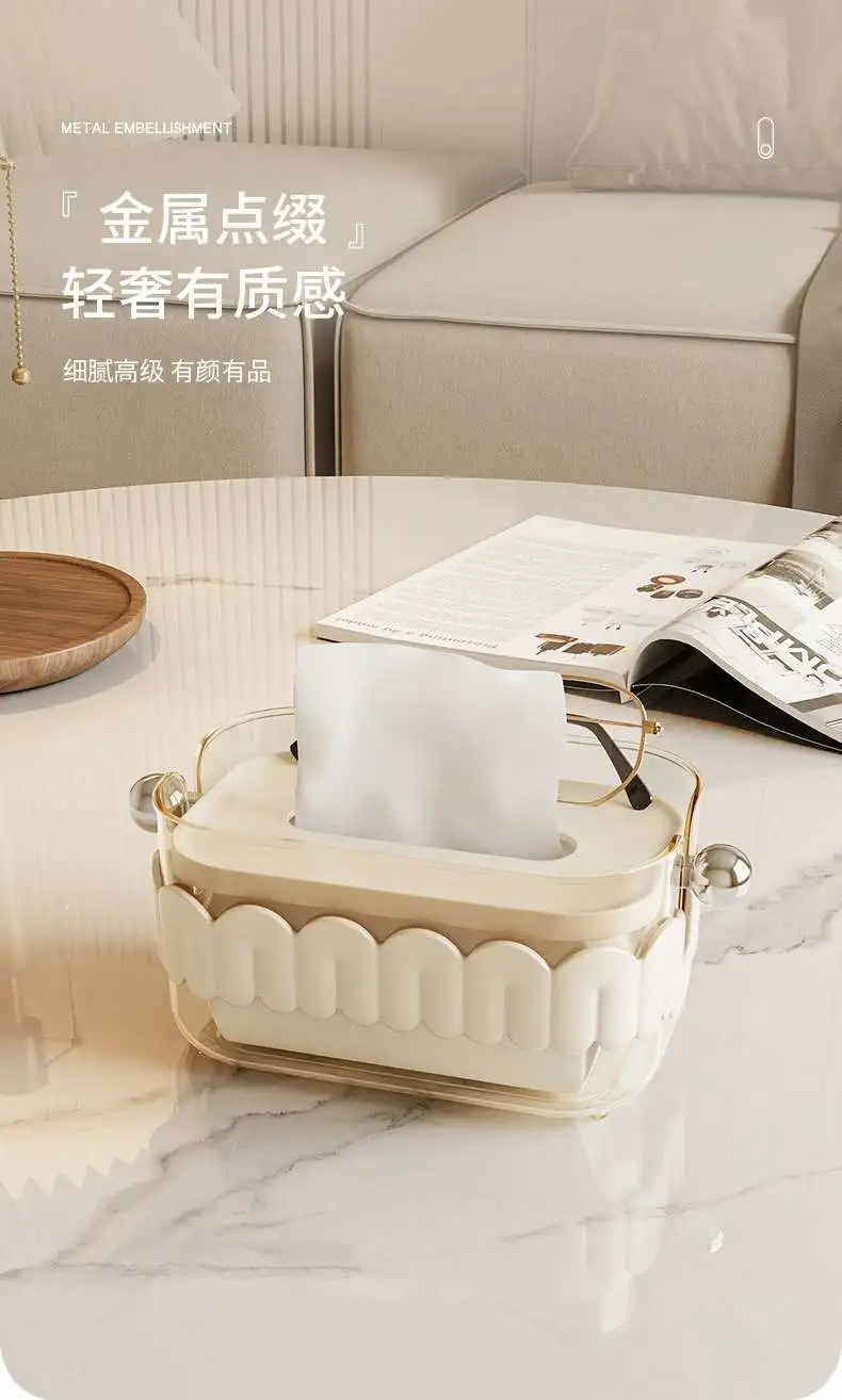 M23-8006 Living room coffee table, dining room, light luxury tissue box, kitchen table, cream-style tissue box, tissue storage box detail image 10
