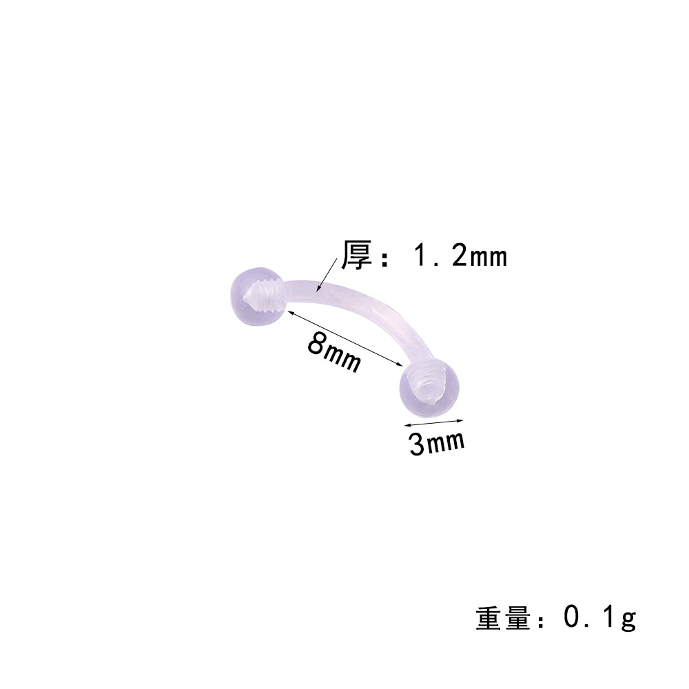 厂家直供新款眉钉透明款简约自然元素感眉钉饰品圆弧工艺外贸批发白底实物图