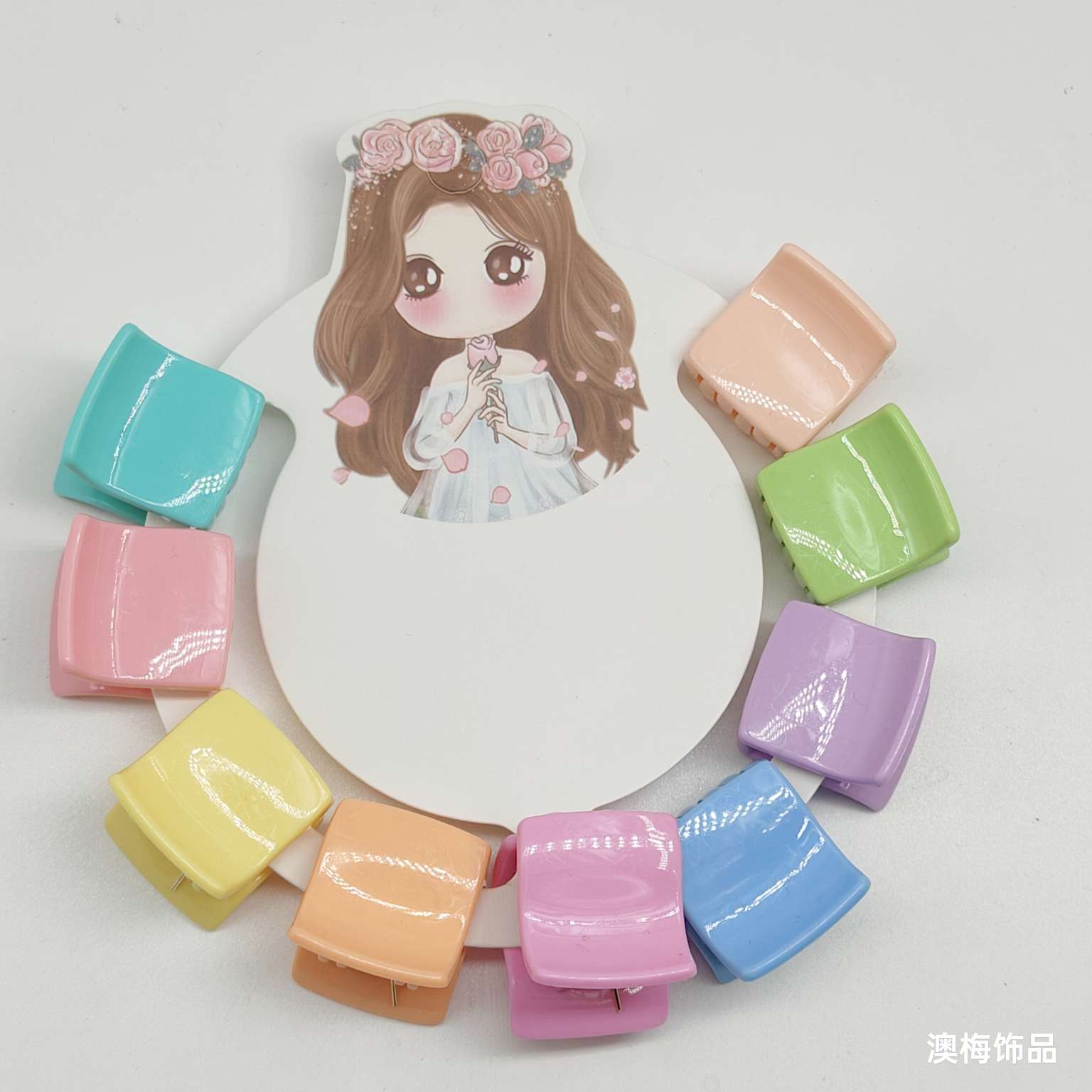 2CM square macaron-style small claw clip, princess head small bangs clip, side hair clip, top clip, braided hair clip