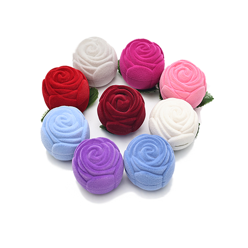 情人节玫瑰戒指盒母亲节红色玫瑰戒指盒定制颜色LOGO首饰盒详情4