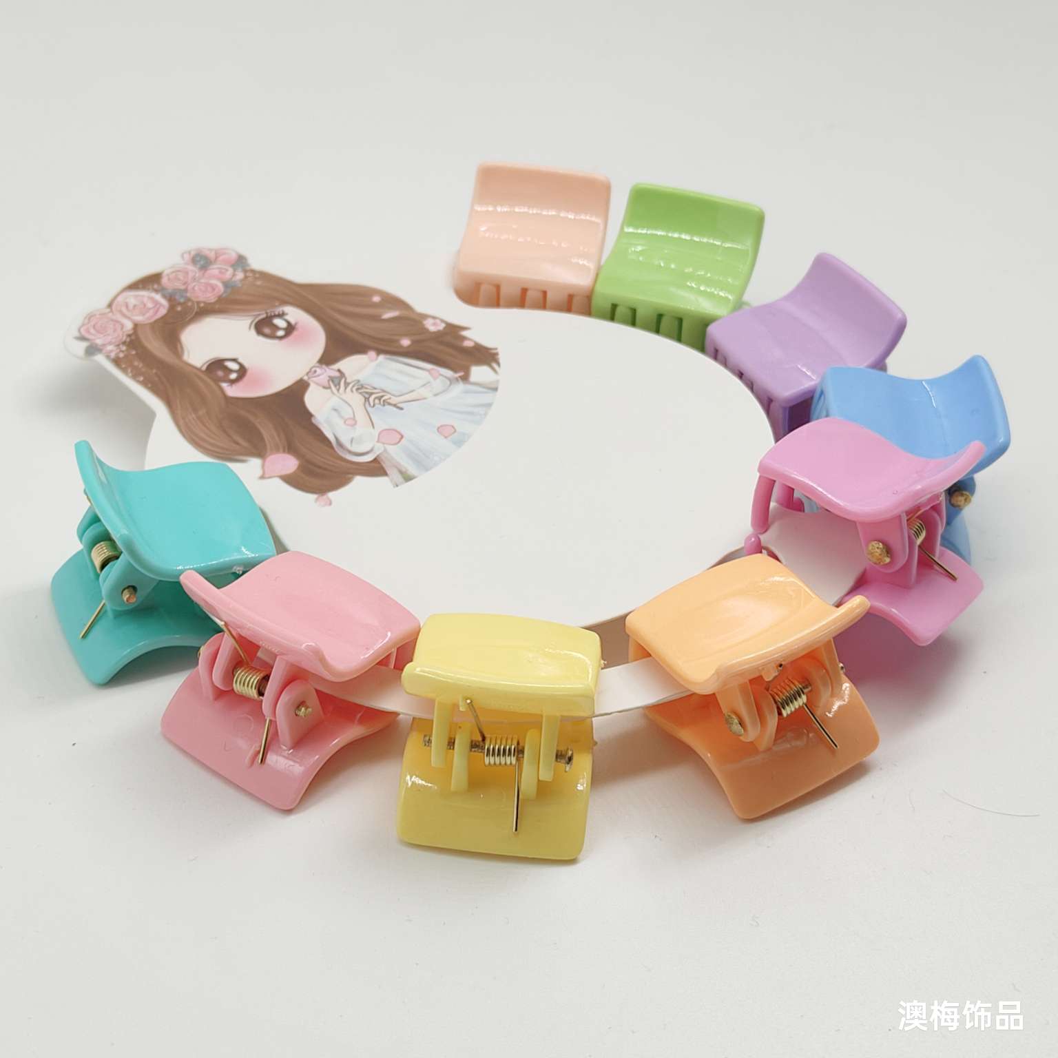 2CM square macaron-style small claw clip, princess head small bangs clip, side hair clip, top clip, braided hair clip details Picture