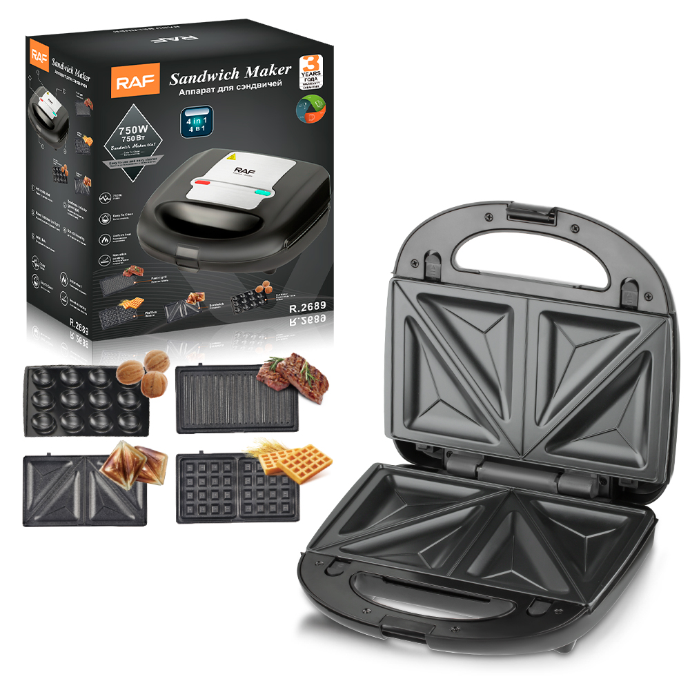 RAF European-standard cross-border four-in-one sandwich machine, breakfast machine, double-sided heating, multi-functional toaster and waffle maker details Picture