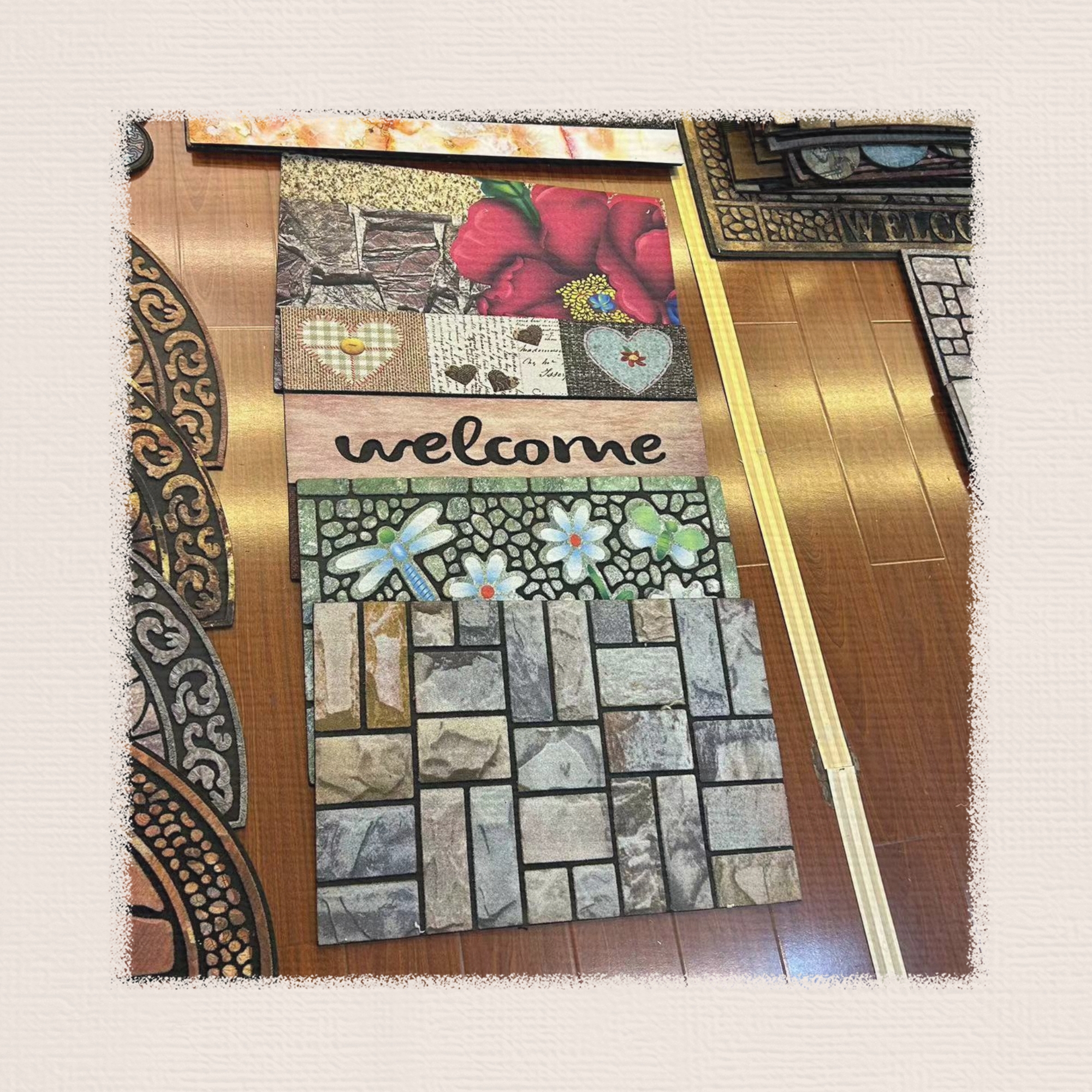 New European-style rubber base flocking floor mat, anti-slip mat, door mat, rubber foot mat, outdoor mat, 40*60cm details Picture