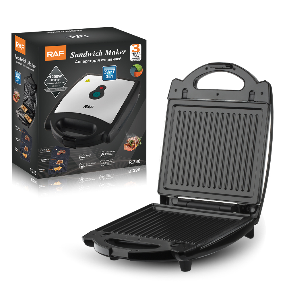 RAF European-style cross-border three-in-one multi-functional waffle machine, sandwich and steak machine, breakfast baking, toast and bread details Picture
