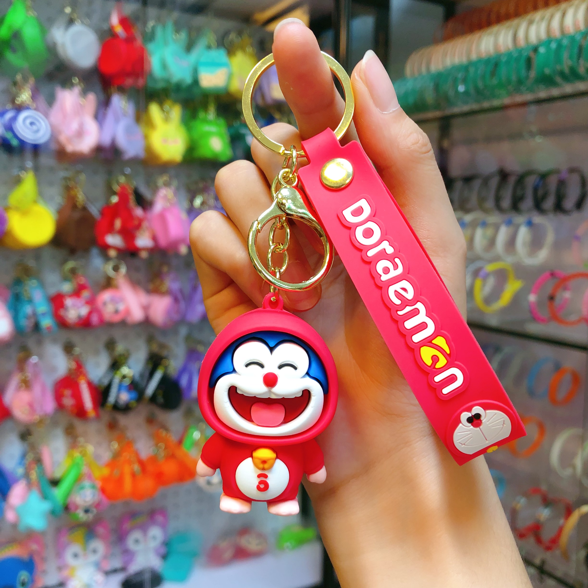 Dibujos animados doraemon llavero lindo lindo gato jingle PVC bolsa colgante llavero del coche regalo al por mayor dibujos animados doraemon llavero lindo gato jingle PVC bolsa colgante llave del coche Item Picture