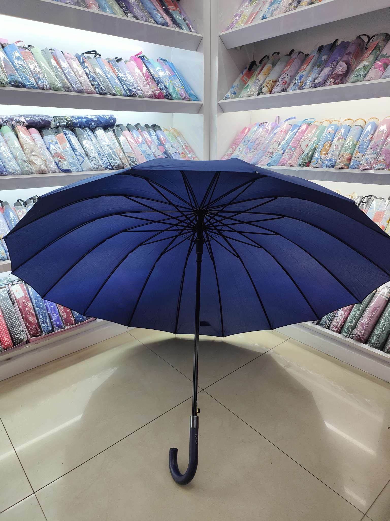 16-bone super-strong rainproof and wind-resistant fiber frame automatic long umbrella Specification image