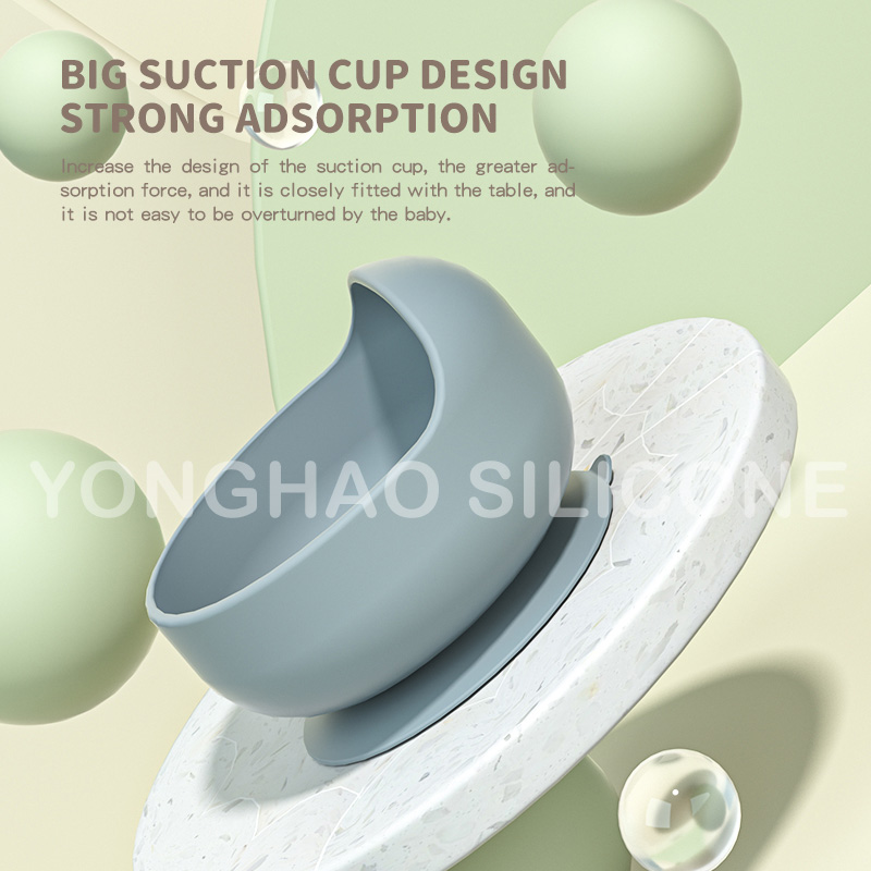 Snail Suction Silicone Baby Feeding Food Bowl Set Wood Spoon细节图