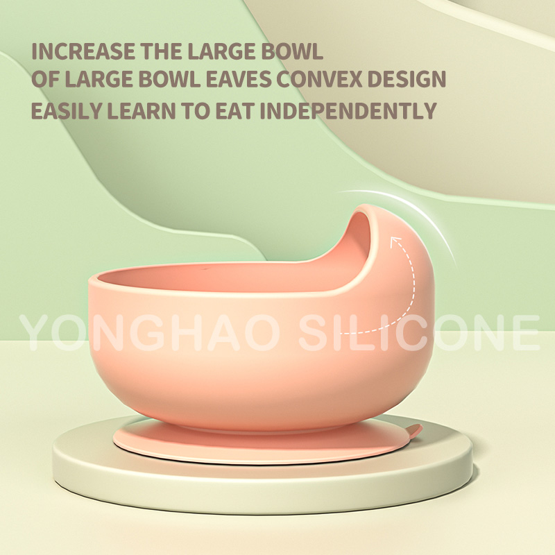 Snail Suction Silicone Baby Feeding Food Bowl Set Wood Spoon产品图