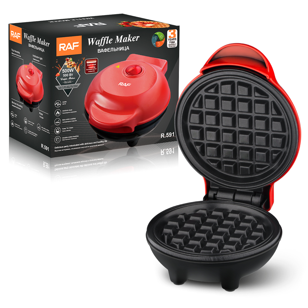 RAF European Standard cross-border household Mini double-sided breakfast machine, Waffle heating cake machine, sandwich machine, multi-functional R.591 details Picture