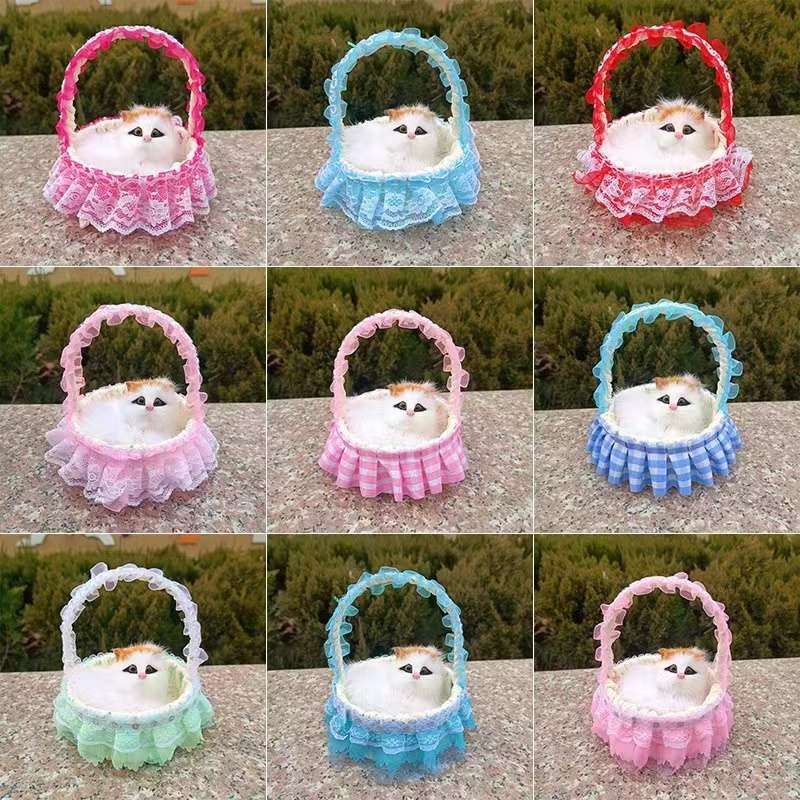 会叫仿真猫咪毛绒玩具儿童玩偶篮子提篮猫咪摆件生日礼物圣诞礼物详情图5