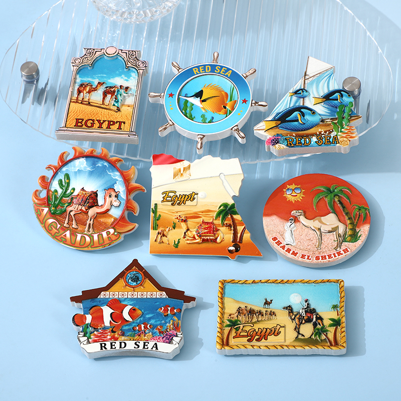 埃及红海树脂冰箱贴旅游纪念品 海鱼骆驼机印国家磁性树脂冰箱贴