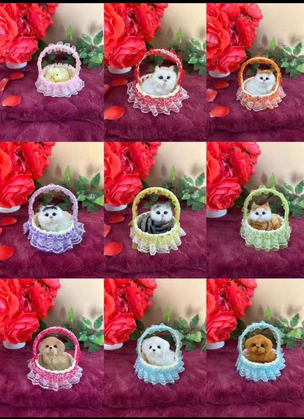 会叫仿真猫咪毛绒玩具儿童玩偶篮子提篮猫咪摆件生日礼物圣诞礼物详情图6