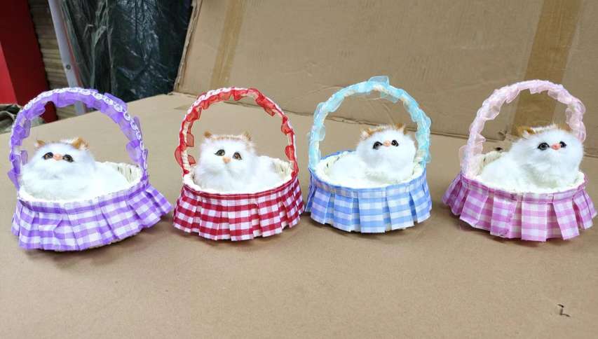 会叫仿真猫咪毛绒玩具儿童玩偶篮子提篮猫咪摆件生日礼物圣诞礼物详情图3