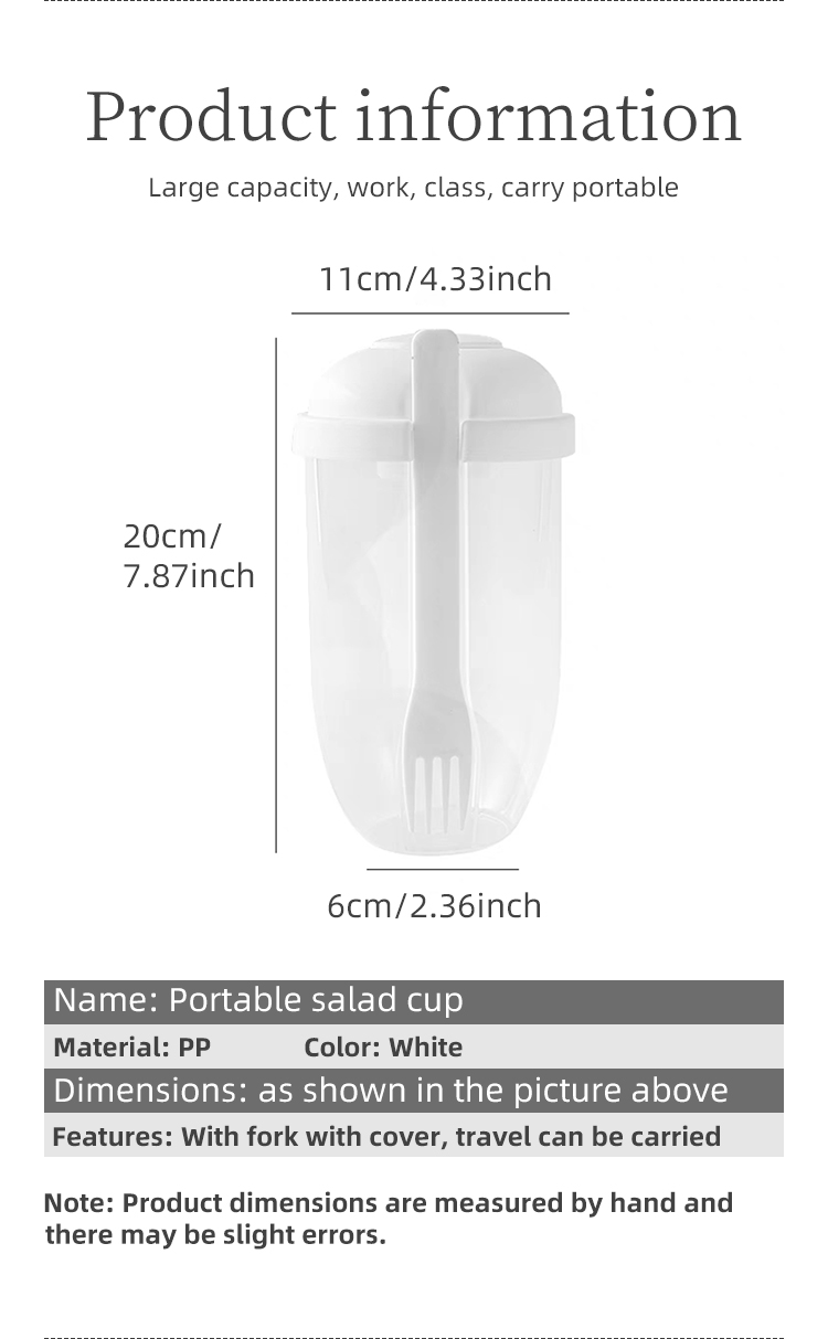 Simple white salad cup, comes with dressing box, fork详情2