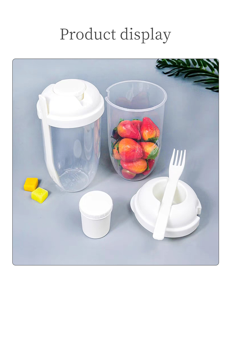 Simple white salad cup, comes with dressing box, fork详情5