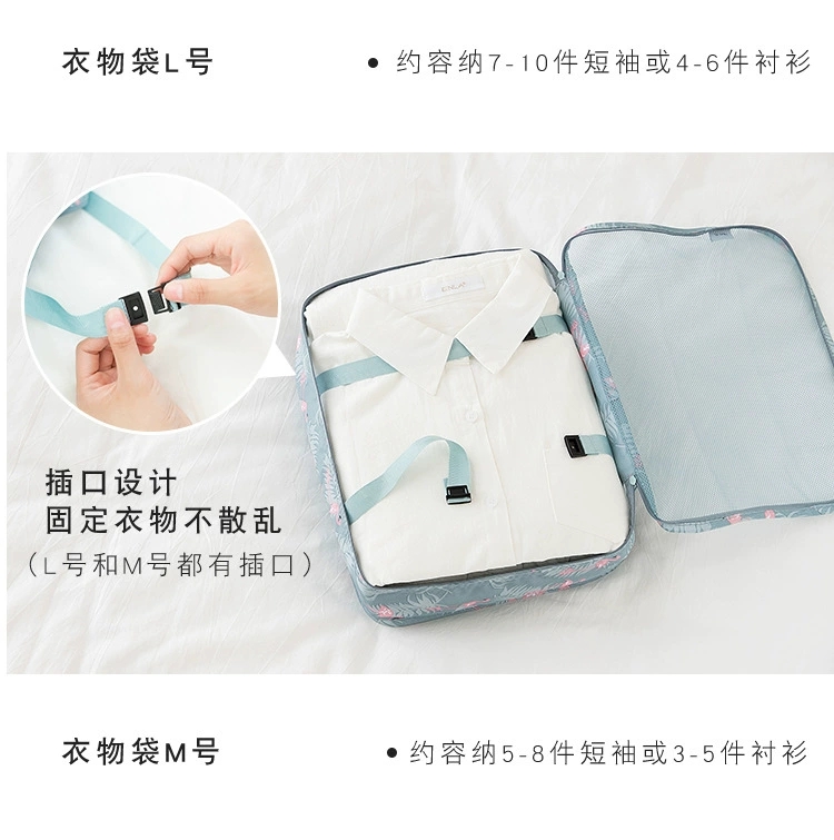 Cross-border travel storage bag, Korean style twill six-piece set, suitcase, clothing organization bag, travel underwear storage bag detail image 2