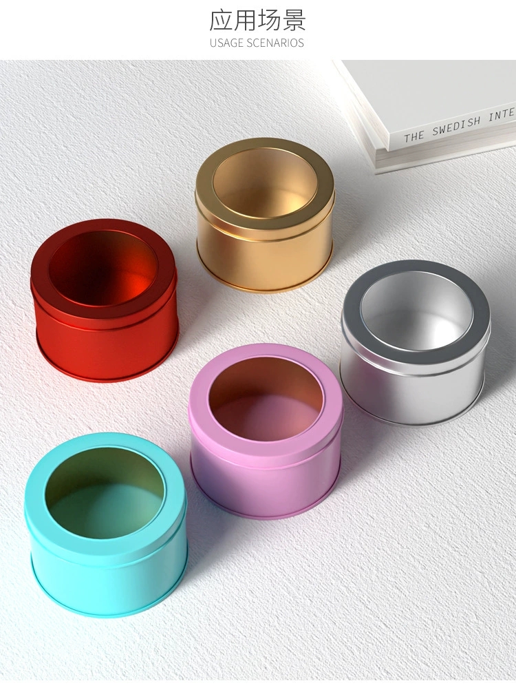 工厂现货圆形开天窗马口铁盒子喜糖铁盒胸贴糖果蛋糕针线收纳铁罐小铁盒批发详情7