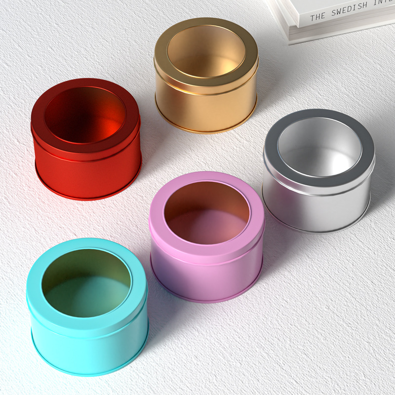 工厂现货圆形开天窗马口铁盒子喜糖铁盒胸贴糖果蛋糕针线收纳铁罐小铁盒批发