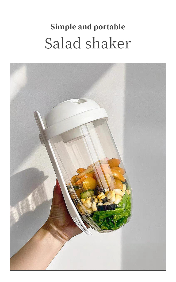 Simple white salad cup, comes with dressing box, fork详情1