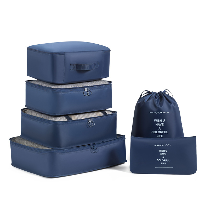Cross-border travel storage bag, Korean style twill six-piece set, suitcase, clothing organization bag, travel underwear storage bag detail image 16