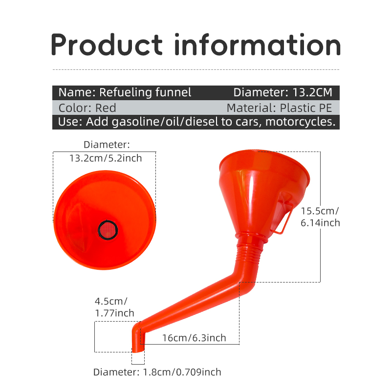 Car and motorcycle refueling funnel diameter 13.2CM产品图