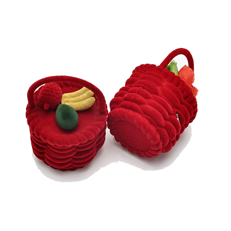 Yiwu factory's flocked box, flower basket style, flocked ring box, necklace box, Valentine's Day and Mother's Day accessories, gift box Item Picture