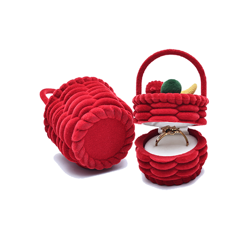 Yiwu factory's flocked box, flower basket style, flocked ring box, necklace box, Valentine's Day and Mother's Day accessories, gift box Specification image