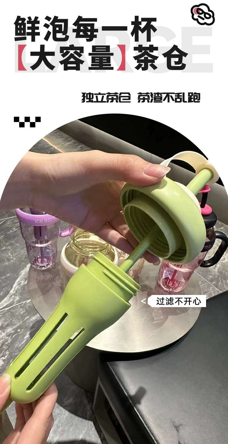 A32-AX-2108 New Giant summer handle plastic cup, large-capacity ice cube cup, high-temperature resistant straw cup detail image 2