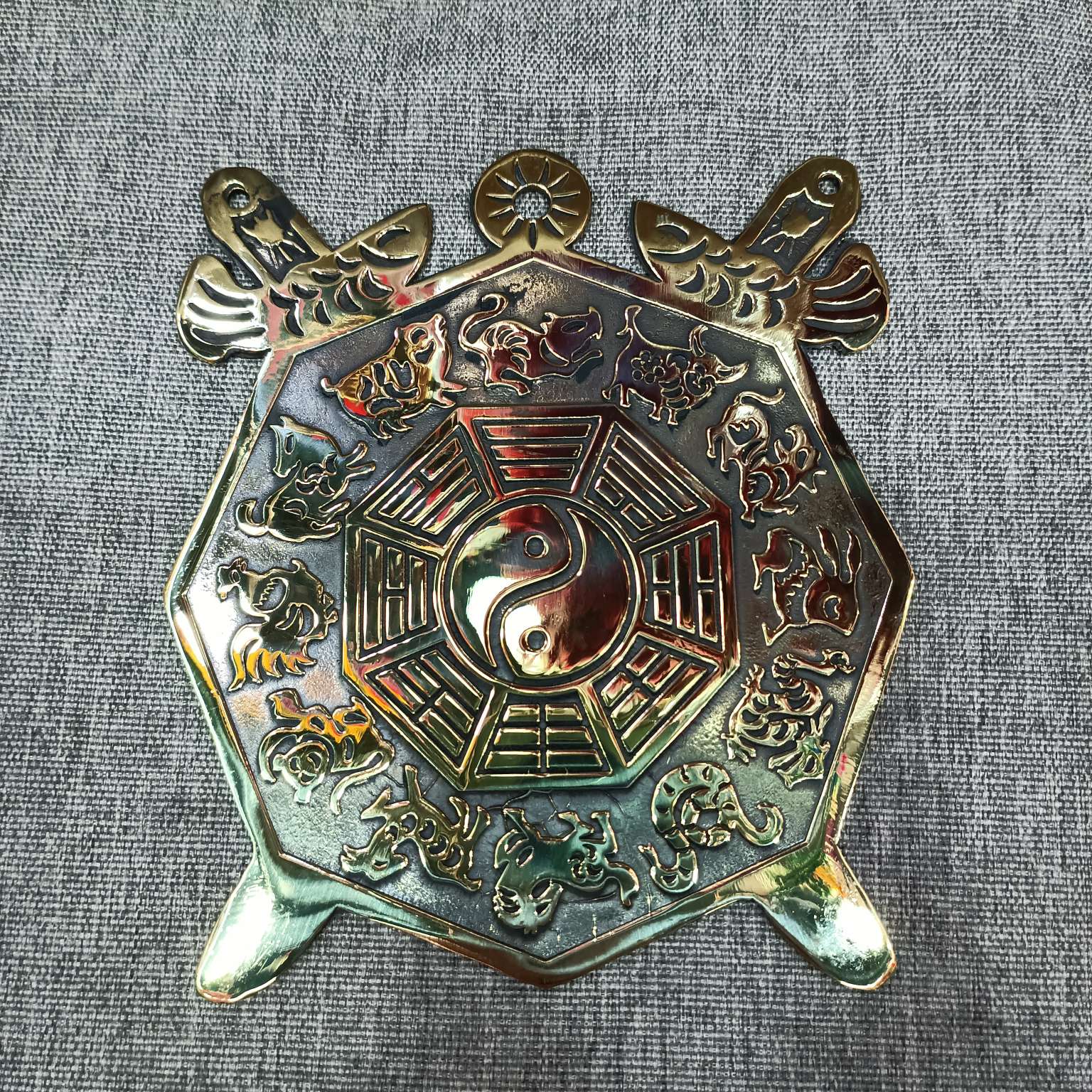 工艺品十二生肖八卦铜八卦双剑八卦镇宅之宝太极风水用品家居摆件好运铜工艺双鱼宝剑鼠牛虎兔龙蛇马羊猴鸡狗猪生肖铜镜吉祥物铜牌细节图