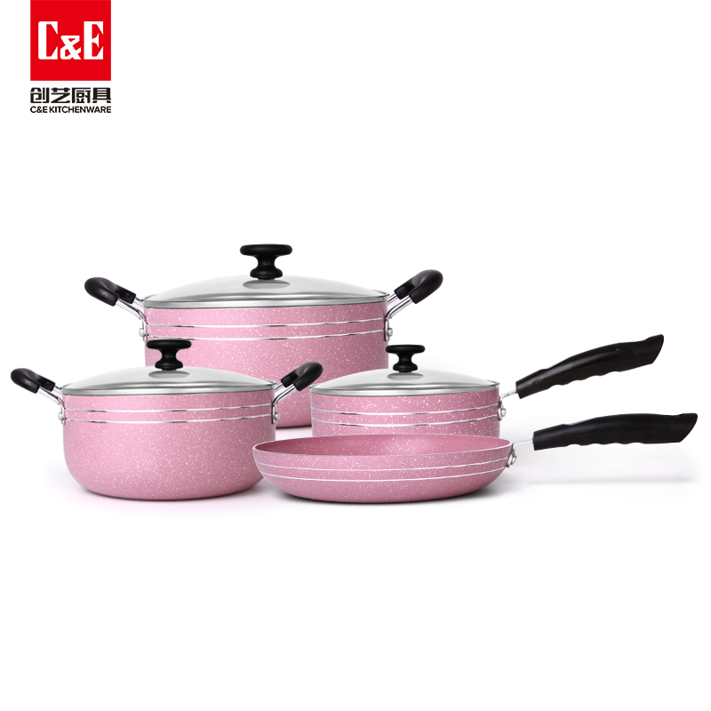 C&E Creative Cookware 4-piece set: Frying pan, milk pan, multi-functional soup pot, kitchenware, household manufacturer wholesale details Picture