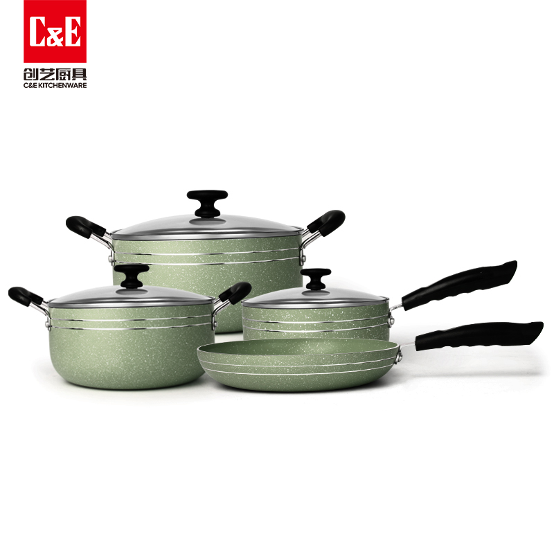 C&E Creative Cookware 4-piece set: Frying pan, milk pan, multi-functional soup pot, kitchenware, household manufacturer wholesale Specification image