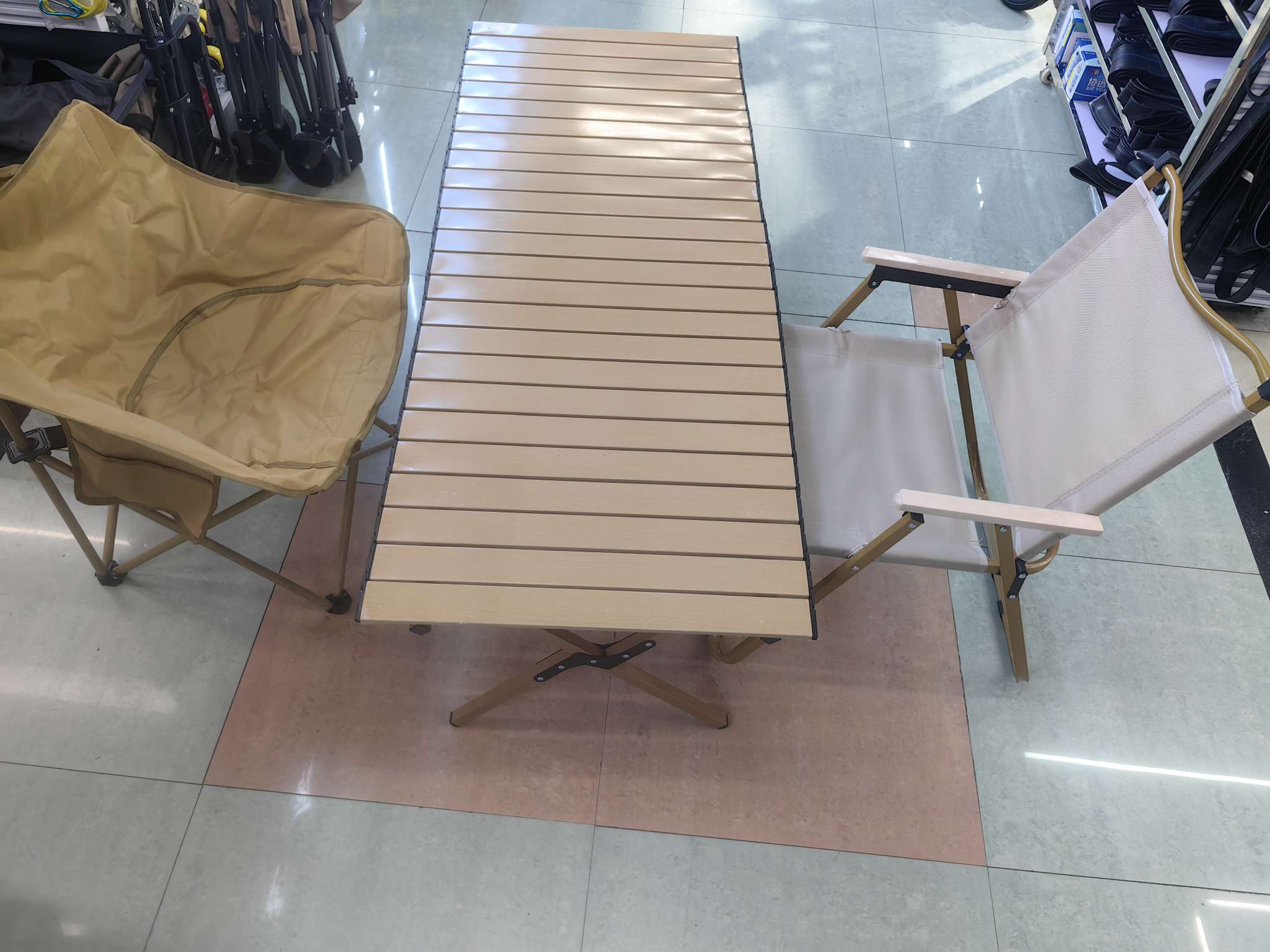 户外休闲折叠桌折叠椅蛋卷桌方管桌克米特桌加厚型白底实物图