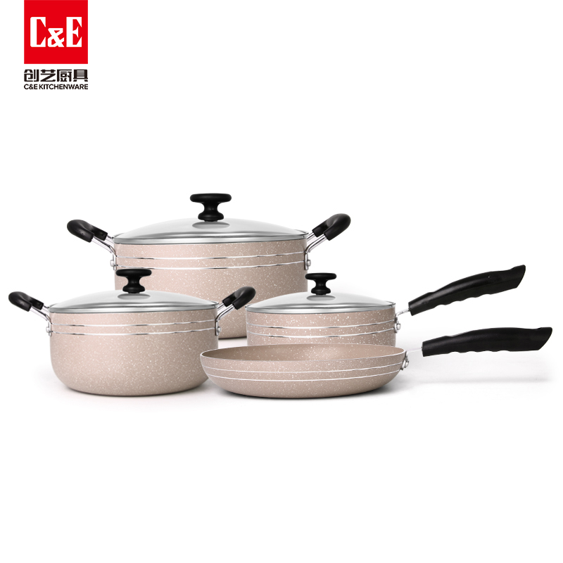 C&E Creative Cookware 4-piece set: Frying pan, milk pan, multi-functional soup pot, kitchenware, household manufacturer wholesale Application Scenario
