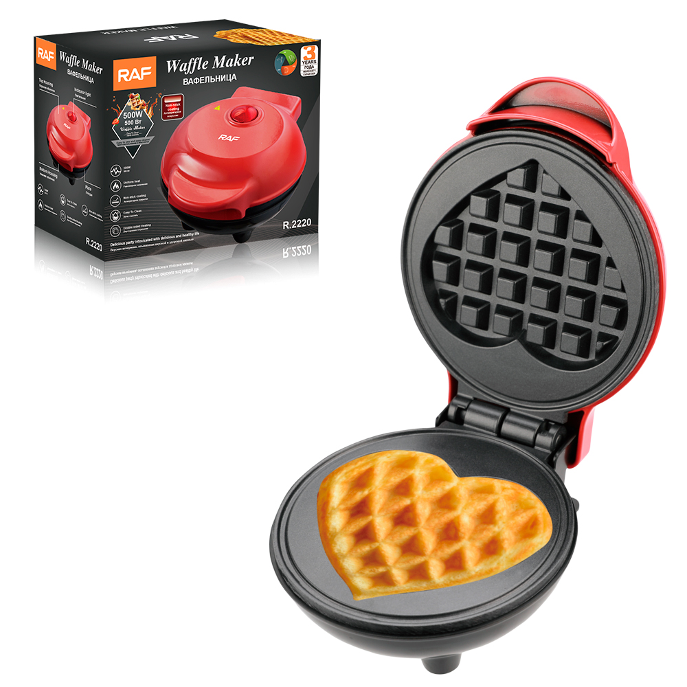 RAF European Standard cross-border household Mini double-sided breakfast machine, Waffle heating cake machine, sandwich machine, multi-functional R.2220 details Picture