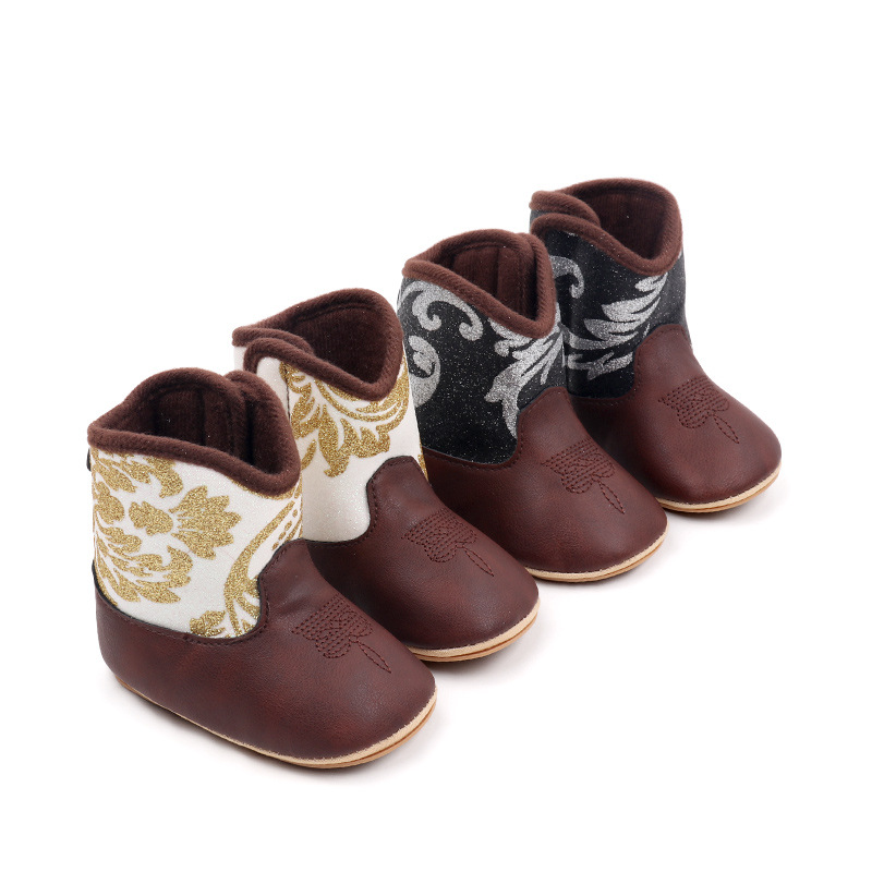New style baby short boots winter soft bottom non-slip baby girl western cowboy leather boots baby shoes full figure