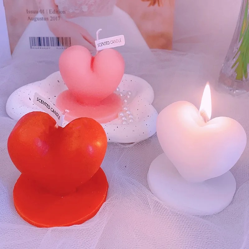 Standing heart-shaped scented candles, Valentine's Day photo props, study desk and office desk ornaments, flameless scented candles, solid scented candles, scented candles, scented home scented candles, gypsum scented candles, essential oil scented candles pic 9