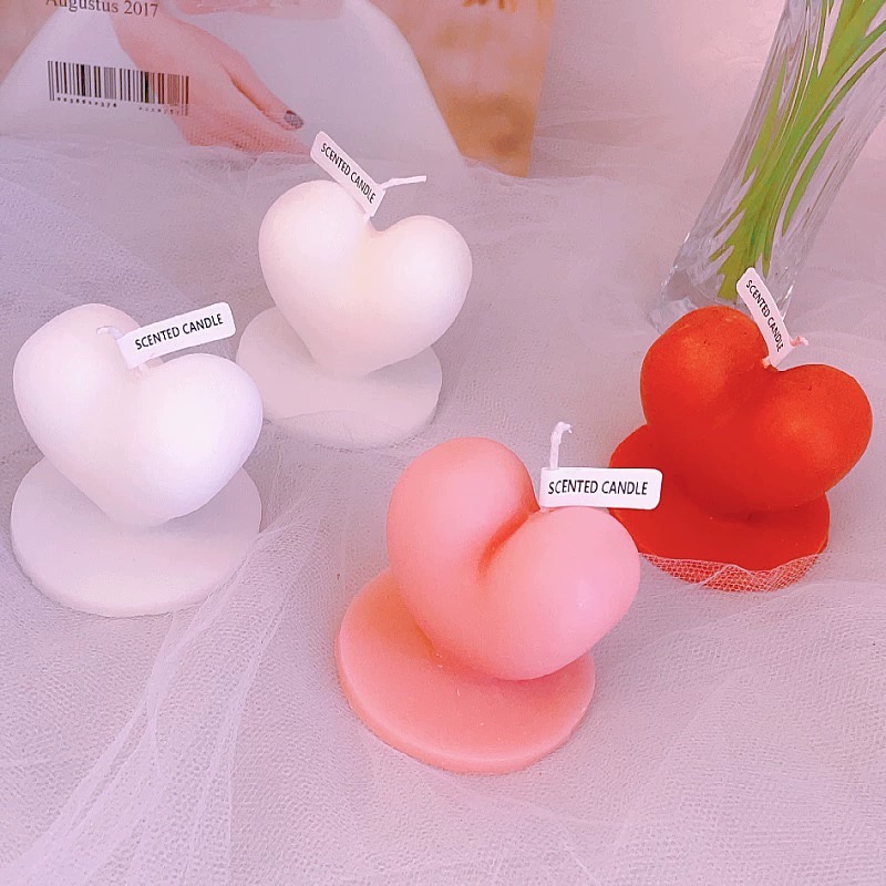 Standing heart-shaped scented candles, Valentine's Day photo props, study desk and office desk ornaments, flameless scented candles, solid scented candles, scented candles, scented home scented candles, gypsum scented candles, essential oil scented candles Specification image