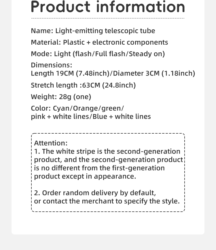 Children's toy, telescopic flash tube, multicolor.详情2