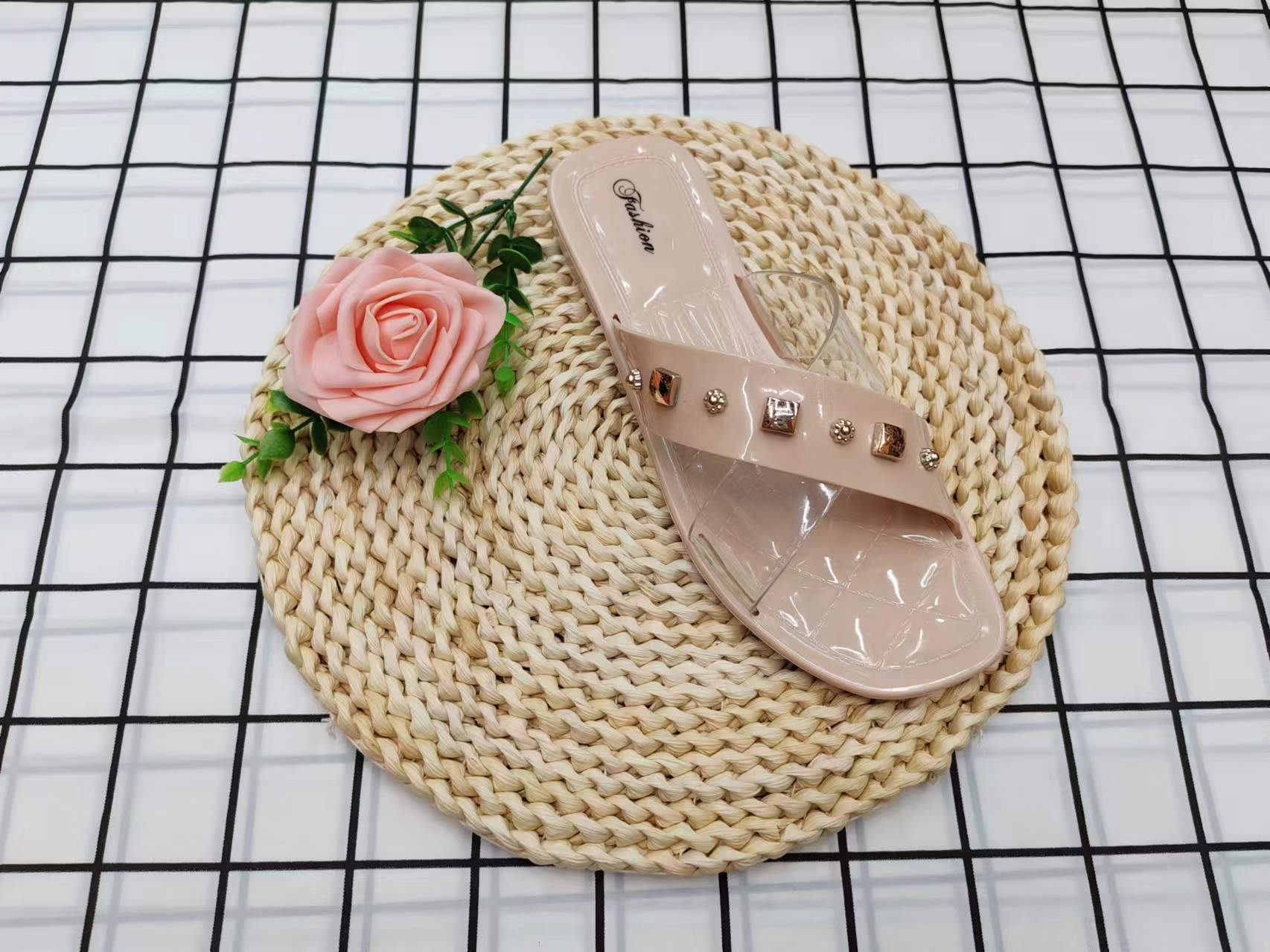 Fashionable summer cross-bottomed flip-flops for outerwear details Picture