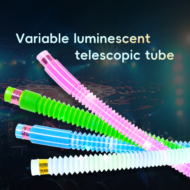 Children's toy, telescopic flash tube, multicolor.图