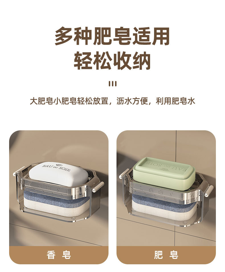 Y196-YM013 Sponge double-layer soap box wall-mounted draining storage rack, home soap dish tray creative detail image 15