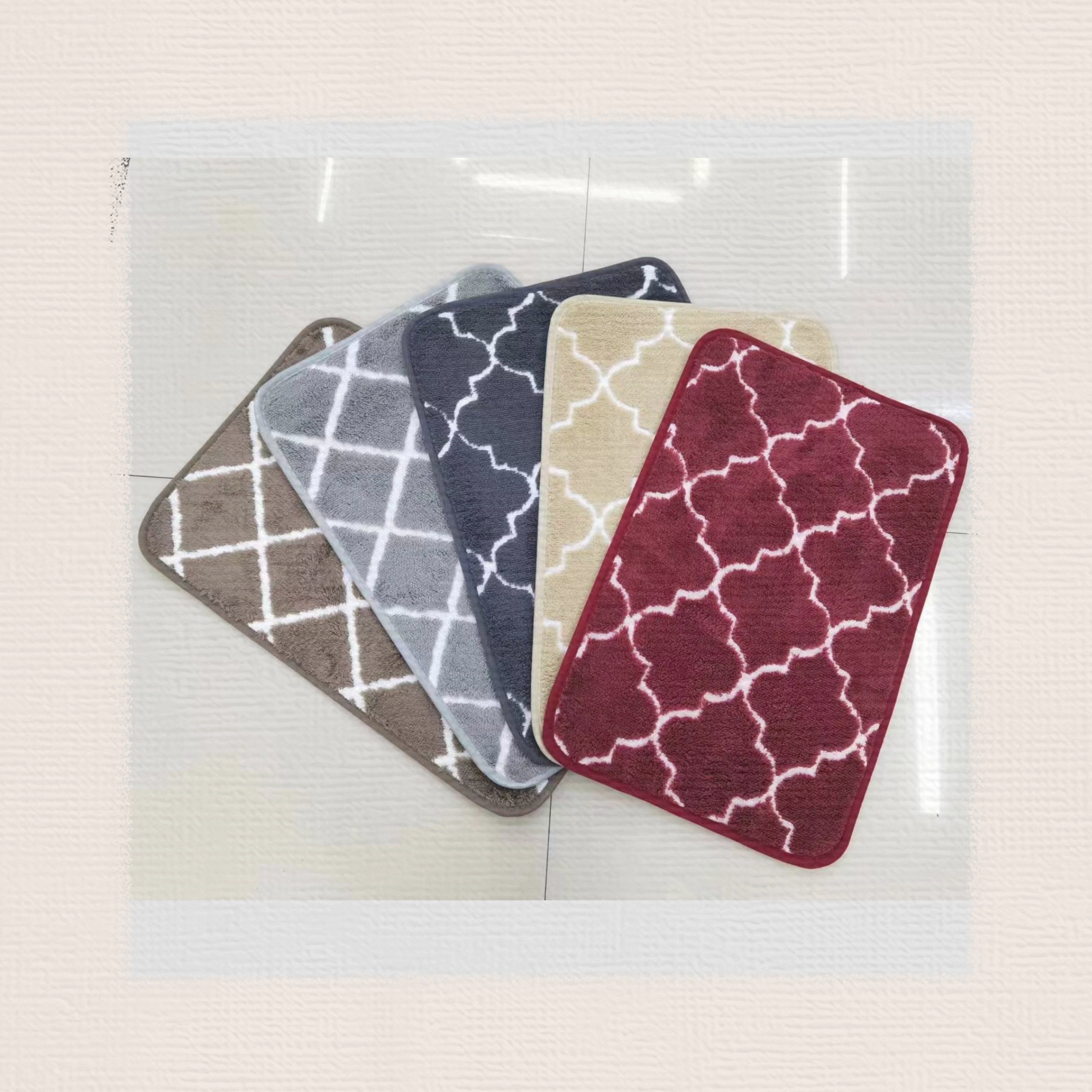 New polyester wavy jacquard floor mat, door mat, foot mat, anti-slip mat, carpet, kitchen mat, bathroom mat, balcony mat, size 38*58cm details Picture