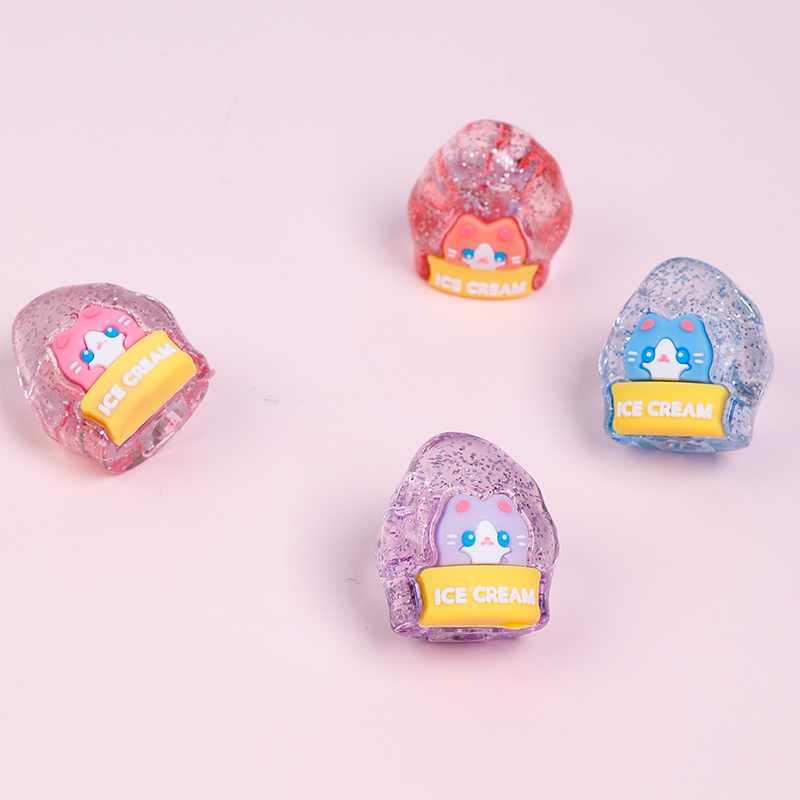 Weibo stationery children's cartoon cute cat crystal style pencil sharpener silicone hand-held pencil sharpener stationery wholesale Item Picture
