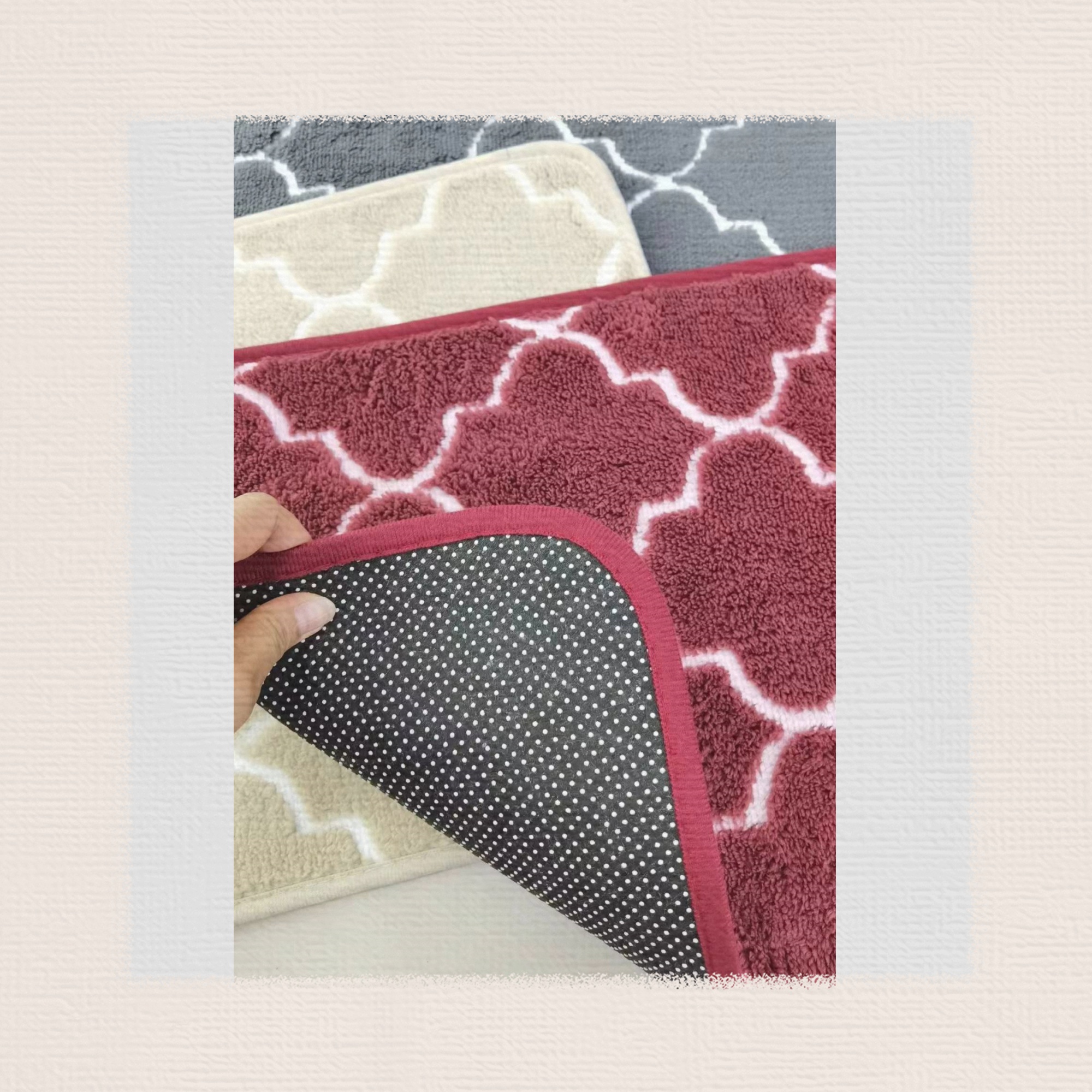 New polyester wavy jacquard floor mat, door mat, foot mat, anti-slip mat, carpet, kitchen mat, bathroom mat, balcony mat, size 38*58cm thumbnail