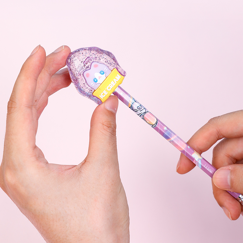 Weibo stationery children's cartoon cute cat crystal style pencil sharpener silicone hand-held pencil sharpener stationery wholesale details Picture