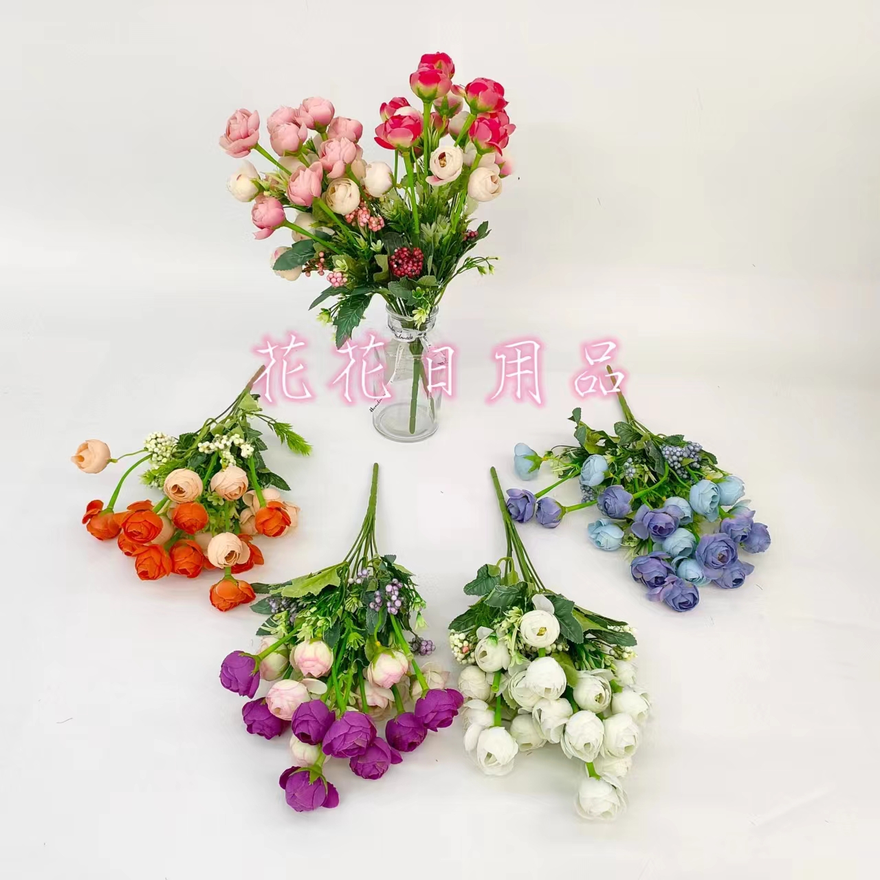 Artificial Flower Fake Flower Bonsai Single 10 Fork Flower Buds Decorative Wall Hanging Vase Decoration Pieces