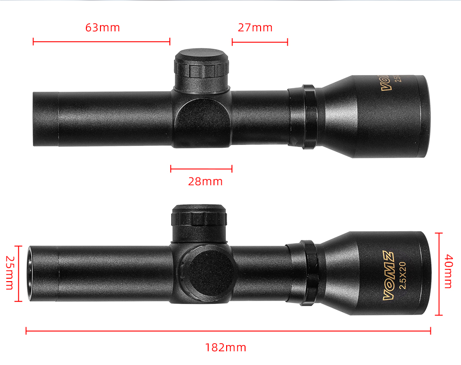 31014 火狼VOMZ 2.5X20 短款金字镜船型分化定倍高清瞄准器瞄准镜十字镜详情8